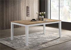Hollis Rectangular Solid Wood Dining Table Brown and White - 122241