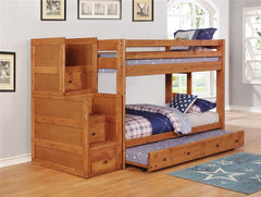 Wrangle Hill Wood Twin Over Twin Bunk Bed Amber Wash - 460243
