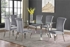 Alaia Rectangular Glass Top Dining Table Clear and Chrome - 190711