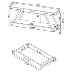Marcia 1-drawer Wood 60" TV Stand White High Gloss - 708152