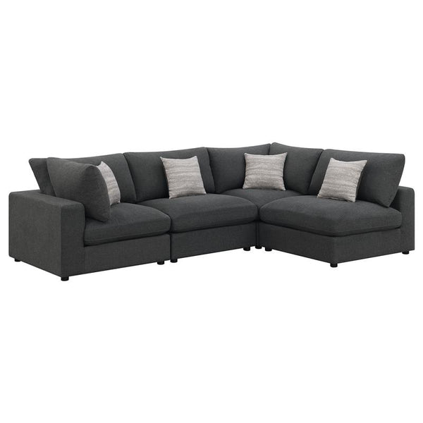 Serene 4-piece Upholstered Modular Sectional Sofa Charcoal - 551324-SETA