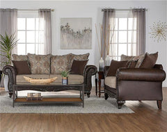 Elmbrook 2-piece Upholstered Rolled Arm Sofa Set Brown - 508571-S2
