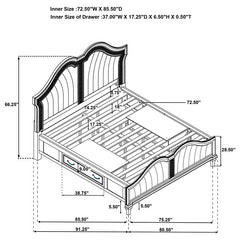 Evangeline California King LED Storage Panel Bed Silver Oak - 223390KW
