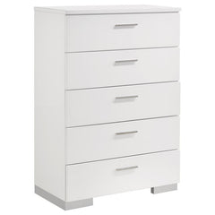 Felicity 6-piece Eastern King Bedroom Set White High Gloss - 203500KE-S6
