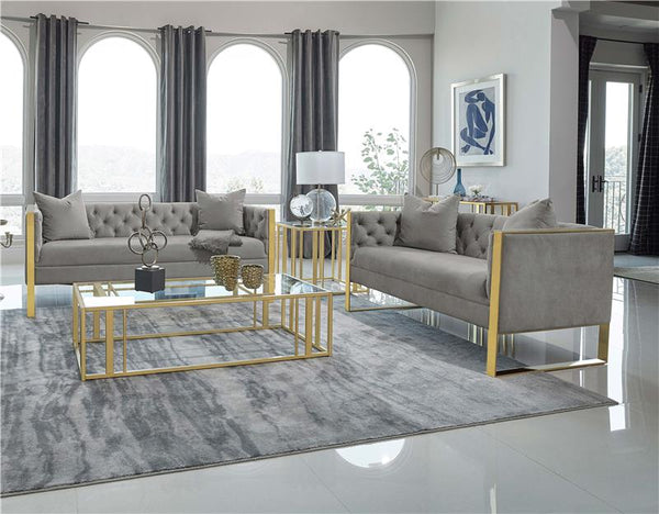 Eastbrook 2-piece Velvet Upholstered Tufted Sofa Set Grey - 509111-S2