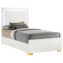 Marceline Wood Twin LED Panel Bed White - 222931T