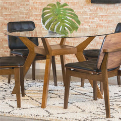 Paxton 48" Round Glass Top Dining Table Clear and Nutmeg - 122180BG