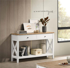 Hollis 2-drawer Wood Entryway Console Table Brown and White - 708099