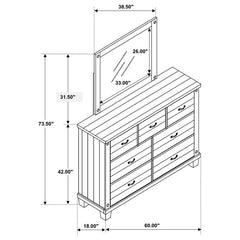 Lilith 7-drawer Dresser with Mirror Distressed White - 224473M