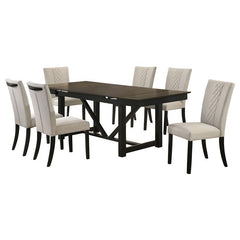 Malia 7-piece Rectangular Dining Table Set with Refractory Extension Leaf Beige and Black - 122341-S7