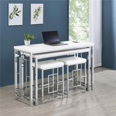Jackson 4-piece Multipurpose Counter Height Table Set White and Chrome - 182714