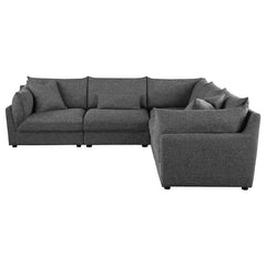 Sasha 5-piece Upholstered Modular Sectional Barely Black - 551681-SETA