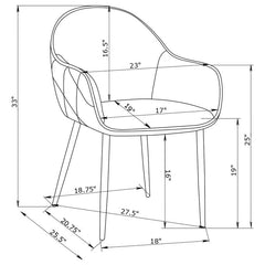 Emma Upholstered Dining Arm Chair Fog Grey and Black (Set of 2) - 115592