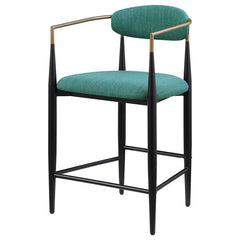 Tina Metal Counter Height Bar Stool with Upholstered Back and Seat Green (Set of 2) - 121185