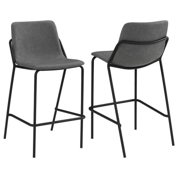 Earnest Solid Back Upholstered Bar Stools Grey and Black (Set of 2) - 183453