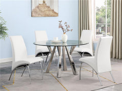 Bishop Upholstered Side Chairs White and Chrome (Set of 2) - 121572