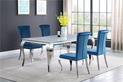 Carone Rectangular Glass Top Dining Table White and Chrome - 115081