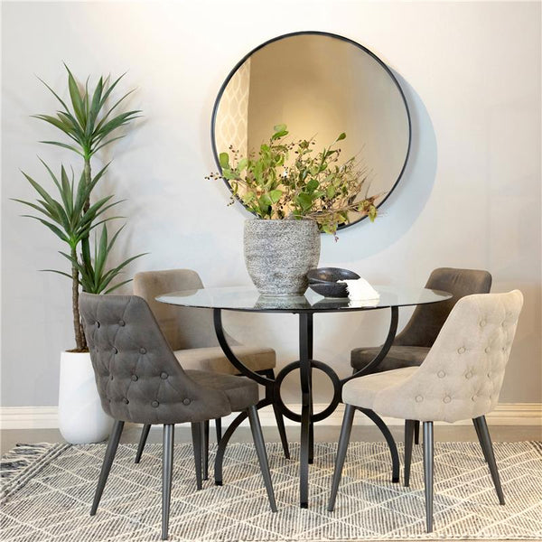 Aviano 48" Round Glass Top Dining Table Clear and Gunmetal - 108291BG