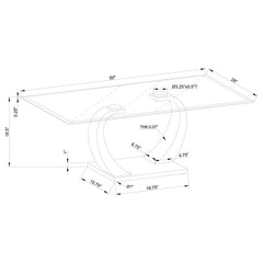 Pruitt Rectangular Glass Top Metal Coffee Table Satin - 701238