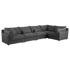 Sasha 5-piece Upholstered Modular Sectional Barely Black - 551681-SETA