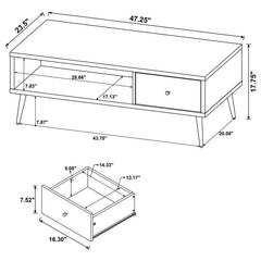 Welsh 1-drawer Engineered Wood Coffee Table Antique Pine - 701038