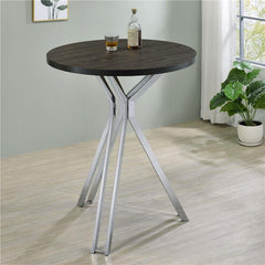 Edgerton Round Wood Top Bar Table Dark Oak and Chrome - 183131