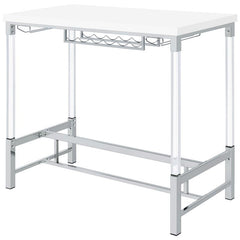 Norcrest Pub Height Bar Table with Acrylic Legs and Wine Storage White High Gloss - 182101