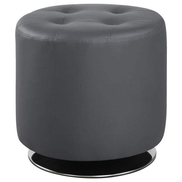 Bowman Round Upholstered Tufted Swivel Ottoman Grey - 500555