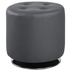 Bowman Round Upholstered Tufted Swivel Ottoman Grey - 500555