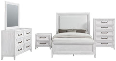Marielle 5-piece Eastern King Bedroom Set Distressed White - 224841KE-S5