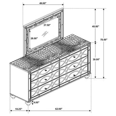 Gunnison 6-drawer Dresser with Mirror Silver Metallic - 223213M