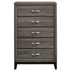 Watson 5-drawer Chest Grey Oak and Black - 212425