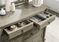Alderwood 9-drawer Dresser with Mirror French Grey - 223123M