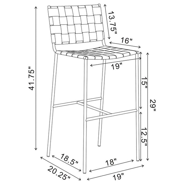Adelaide Upholstered Bar Stool with Open Back Brown and Chrome - 183584