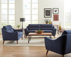 Gano 3-piece Upholstered Sloped Arm Sofa Set Navy Blue - 509514-S3