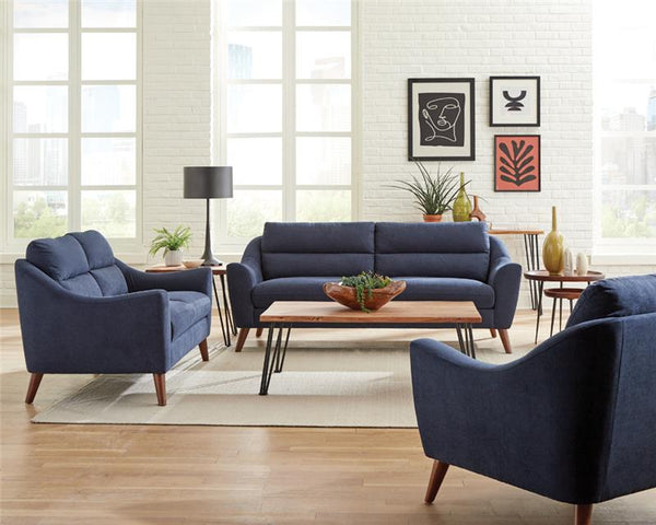 Gano 2-piece Upholstered Sloped Arm Sofa Set Navy Blue - 509514-S2