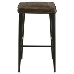 Alvaro Leather Upholstered Backless Bar Stool Antique Brown and Black (Set of 2) - 109079