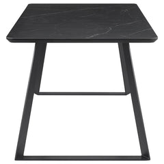Smith Rectangle Ceramic Top Dining Table Black and Gunmetal - 115231