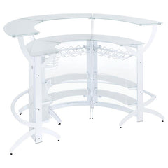 Dallas 2-shelf Curved Home Bar White and Frosted Glass (Set of 3) - 182136-S3