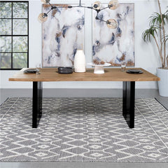 Bradshaw Rectangular Live Edge Dining Table Natural Acacia and Black - 115541
