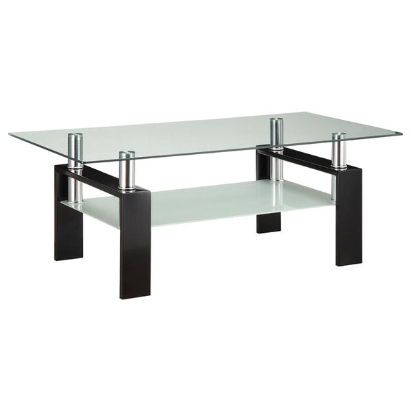 Dyer 1-shelf Rectangular Glass Top Coffee Table Black - 702288