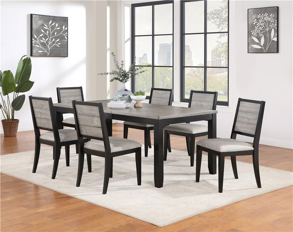 Elodie Rectangular Dining Table with Extension Grey and Black - 121221