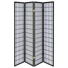 Roberto 4-Panel Room Divider Folding Shoji Screen Black - 4624