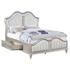 Evangeline California King LED Storage Panel Bed Silver Oak - 223390KW