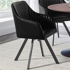 Arika Tufted Sloped Arm Swivel Dining Chair Black and Gunmetal - 193372BLK