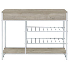Melrose 2-shelf Wine Cabinet with 2 Drawers Gray Washed Oak and Chrome - 182275