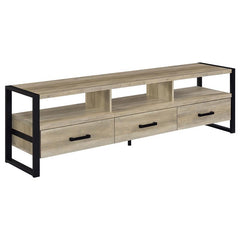 James 3-drawer Engineered Wood 71" TV Stand Distressed Pine - 704273