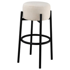Leonard Upholstered Backless Round Stools White and Black (Set of 2) - 182176