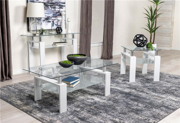 Dyer 1-shelf Square Glass Top Side End Table White - 703437