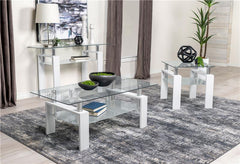 Dyer Rectangular Glass Top Entryway Sofa Console Table White - 703439